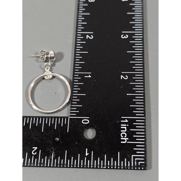 Vintage Silver Tone Round Hoop Dangle Earrings MCM Classic - Picture 6 of 6